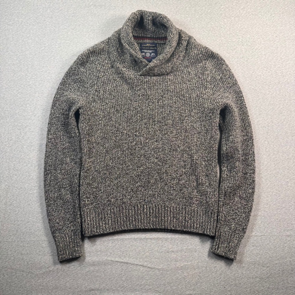 American‎ Eagle Outfitters Shawl Collar Sweater Mens M (Fits S) Gray Wool Blend